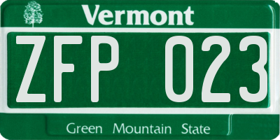 VT license plate ZFP023