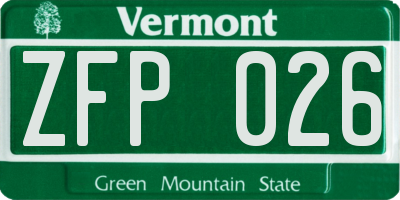 VT license plate ZFP026
