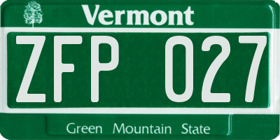 VT license plate ZFP027