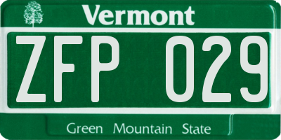 VT license plate ZFP029