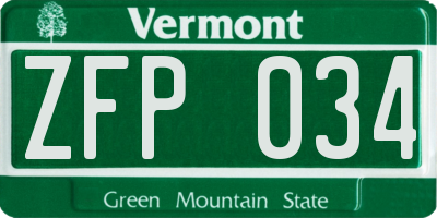 VT license plate ZFP034