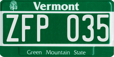 VT license plate ZFP035