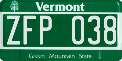 VT license plate ZFP038