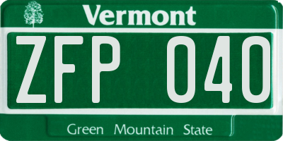 VT license plate ZFP040