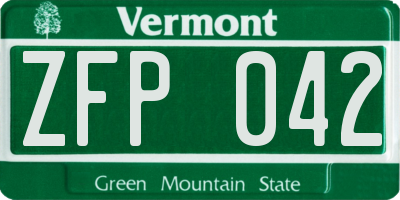 VT license plate ZFP042