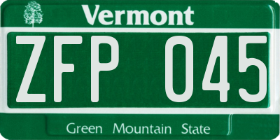 VT license plate ZFP045