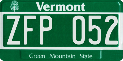 VT license plate ZFP052