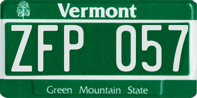 VT license plate ZFP057