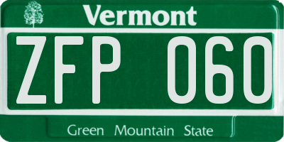 VT license plate ZFP060
