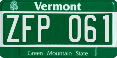 VT license plate ZFP061