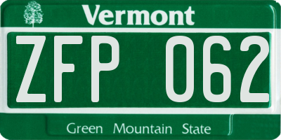 VT license plate ZFP062
