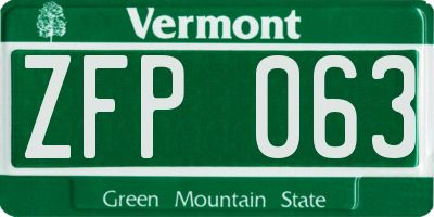 VT license plate ZFP063
