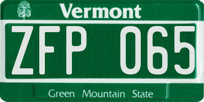 VT license plate ZFP065