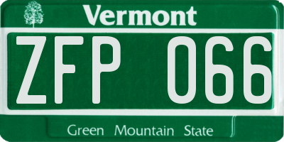 VT license plate ZFP066