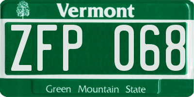 VT license plate ZFP068