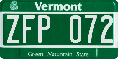 VT license plate ZFP072