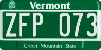 VT license plate ZFP073