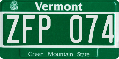 VT license plate ZFP074
