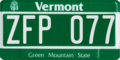 VT license plate ZFP077
