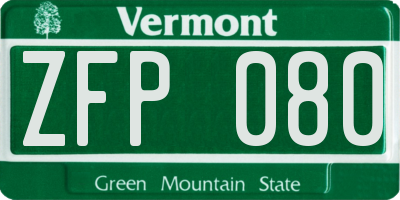 VT license plate ZFP080