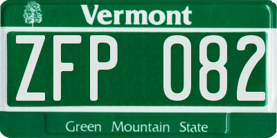 VT license plate ZFP082