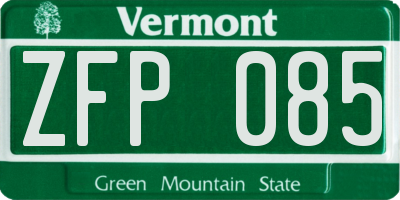VT license plate ZFP085