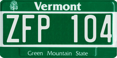 VT license plate ZFP104