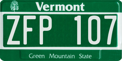 VT license plate ZFP107
