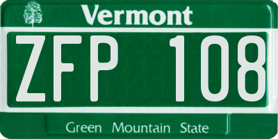VT license plate ZFP108