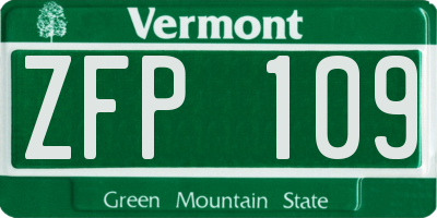 VT license plate ZFP109