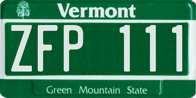 VT license plate ZFP111