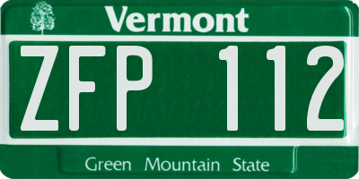 VT license plate ZFP112