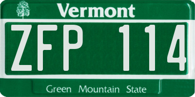 VT license plate ZFP114