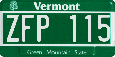 VT license plate ZFP115
