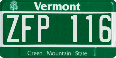 VT license plate ZFP116