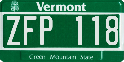 VT license plate ZFP118