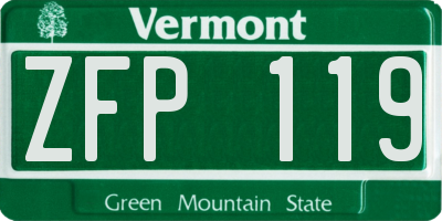 VT license plate ZFP119
