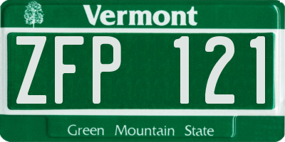 VT license plate ZFP121