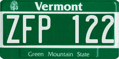 VT license plate ZFP122