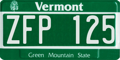 VT license plate ZFP125