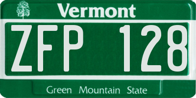 VT license plate ZFP128