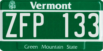 VT license plate ZFP133