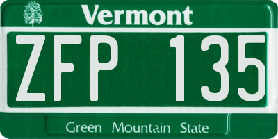 VT license plate ZFP135