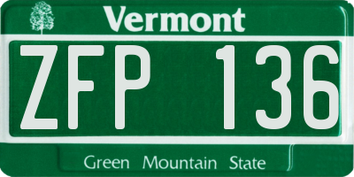 VT license plate ZFP136
