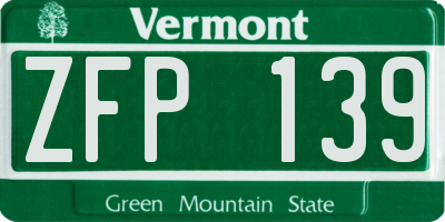 VT license plate ZFP139