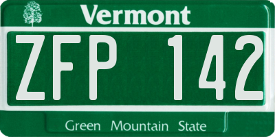 VT license plate ZFP142