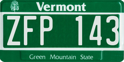 VT license plate ZFP143