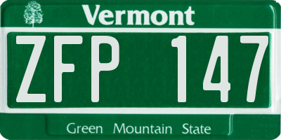 VT license plate ZFP147