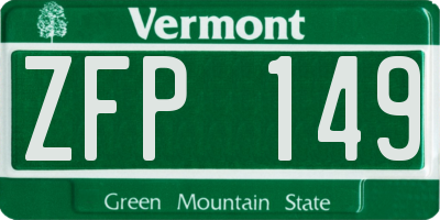 VT license plate ZFP149