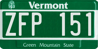 VT license plate ZFP151